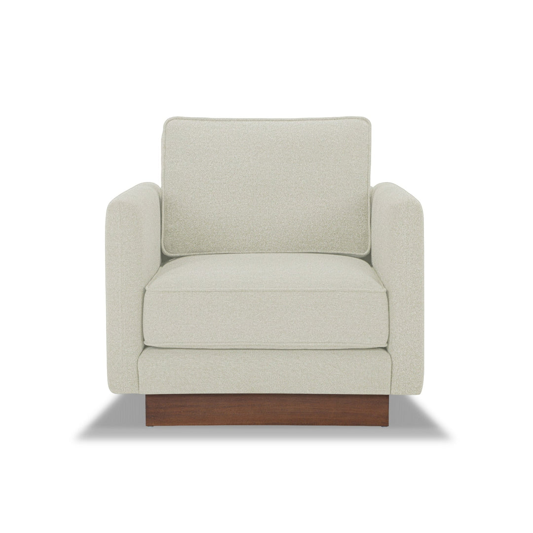 Highland Accent Chair in Vista Linen front view - modern accent chair - Whats New Furniture Portland OR