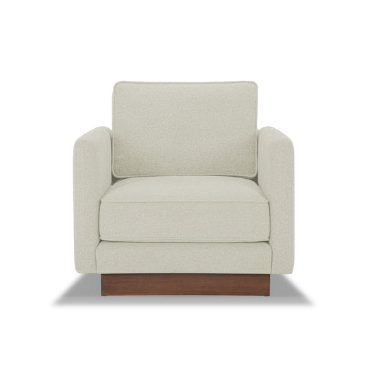 Highland Accent Chair in Vista Linen front view - modern accent chair - Whats New Furniture Portland OR