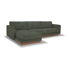 Highland Sectional in Canna Forest Green fabric - angled three-quarter view - mid-century modern sectional - Whats New Furniture Portland OR