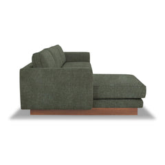 Highland Sectional in Canna Forest Green fabric - side profile - mid-century modern sectional - Whats New Furniture Portland OR