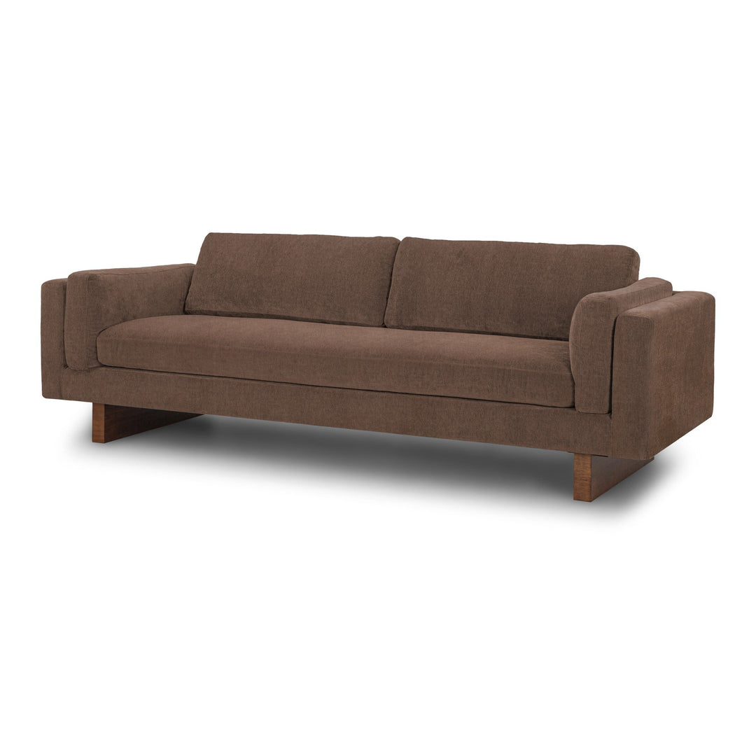 Lovejoy 3-Seater Sofa in Danny Brown fabric - angled three-quarter view - mid-century modern sofa - Whats New Furniture Portland OR