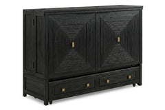 Murphy cabinet bed in Milan Black finish closed as a compact cabinet - solid mahogany with diamond-pattern raised-panel doors, painted black finish - Whats New Furniture Portland OR