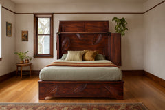Murphy cabinet bed in Leaf open as a queen guest bed in a serene Portland bedroom - Whats New Furniture
