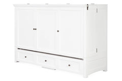 Murphy cabinet bed in New Traditions White finish, closed as a compact cabinet - solid mahogany with white shaker doors - Whats New Furniture Portland OR