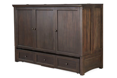 Murphy cabinet bed in New Traditions Espresso finish, closed as a compact cabinet - solid wood with espresso-stained shaker doors - Whats New Furniture Portland OR