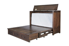 Murphy cabinet bed in New Traditions Espresso with the queen memory foam mattress deploying - espresso-stained shaker Murphy bed, Whats New Furniture Portland