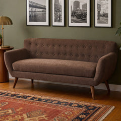 Stark Sofa styled in a bright mid-century modern Portland living room - Whats New Furniture