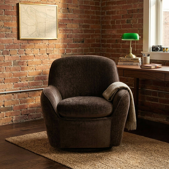 Tillamook Swivel Accent Chair - construction detail - mid-century modern chairs - Whats New Furniture Portland OR