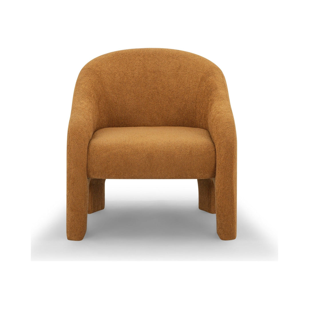 Wren Armchair in Amber - curved boucle armchair private label - Whats New Furniture Portland OR