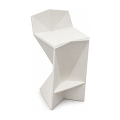 White geometric bar stool with a faceted molded shell by Vondom