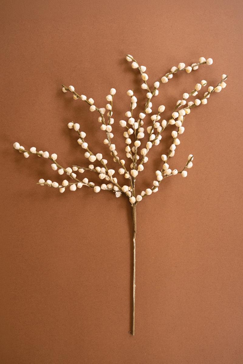 Faux White Pom Branch, 39-Inch Stem — What&