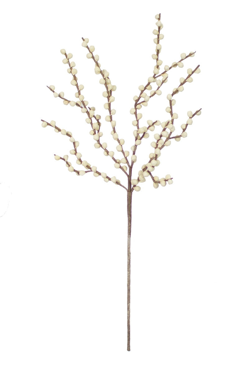 Faux White Pom Branch, 39-Inch Stem — view 2