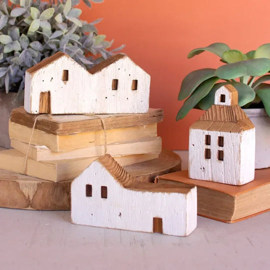 White Wooden Houses (Set of 3)