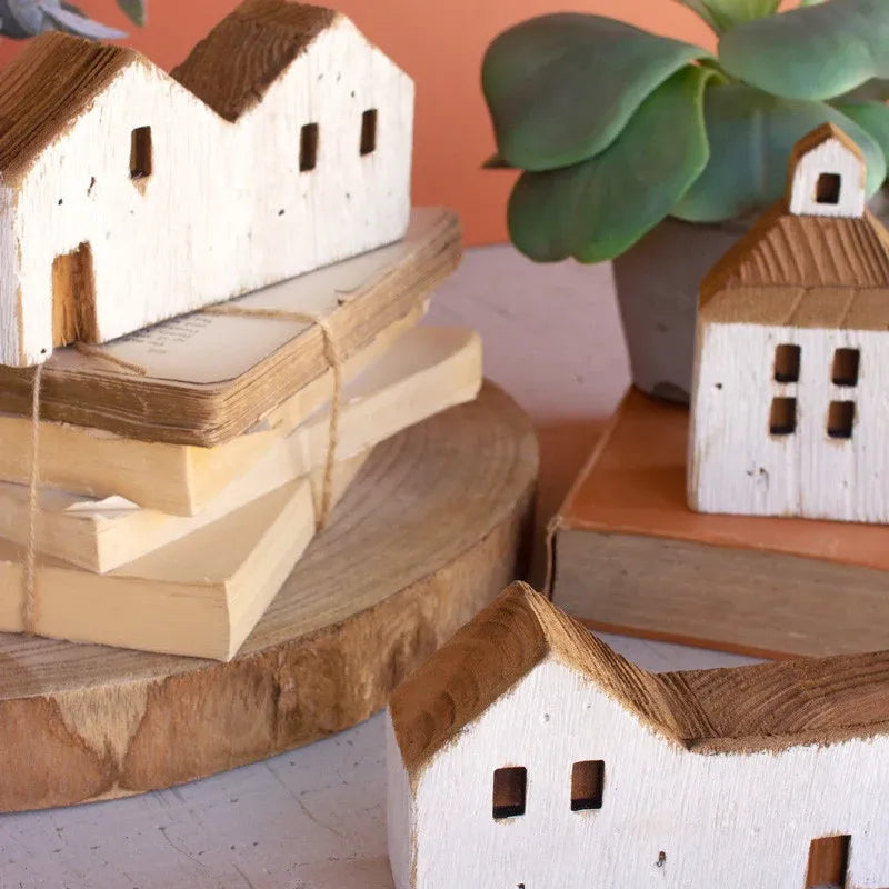 White Wooden Houses (Set of 3)