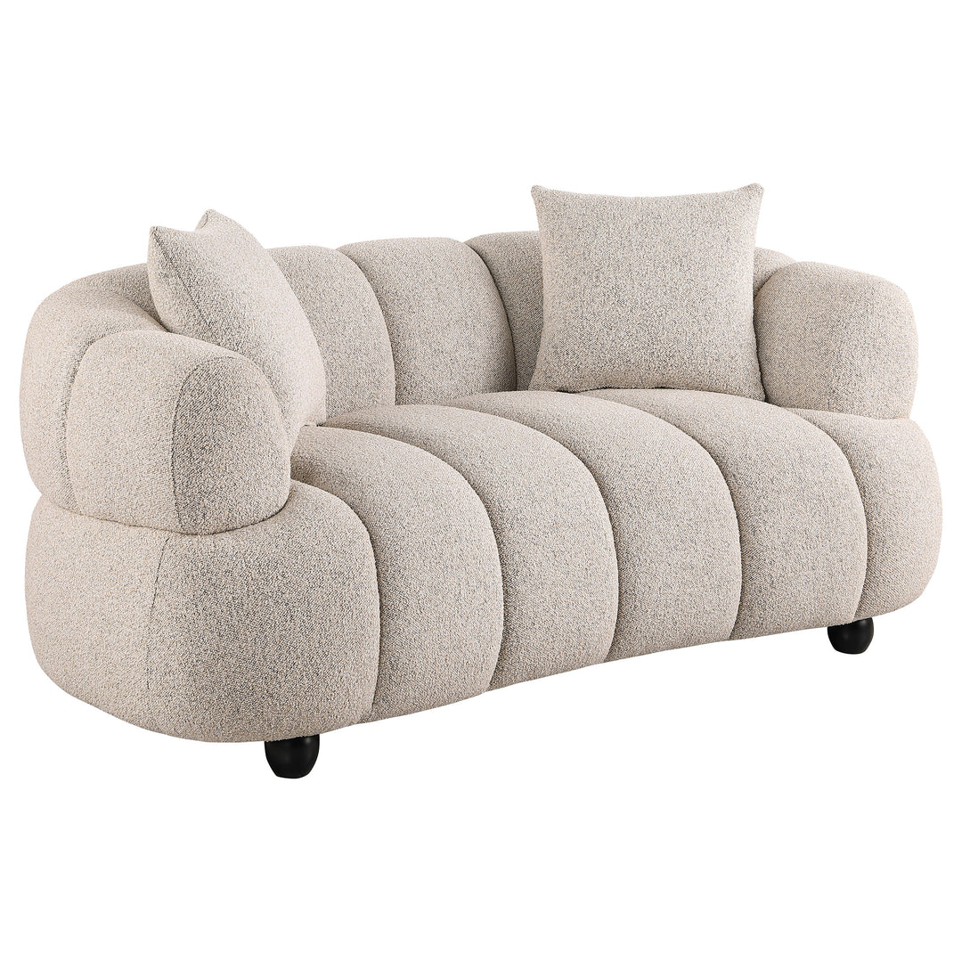 Whitney Contemporary Channel Tufted Woven Fabric Upholstered Loveseat - What&