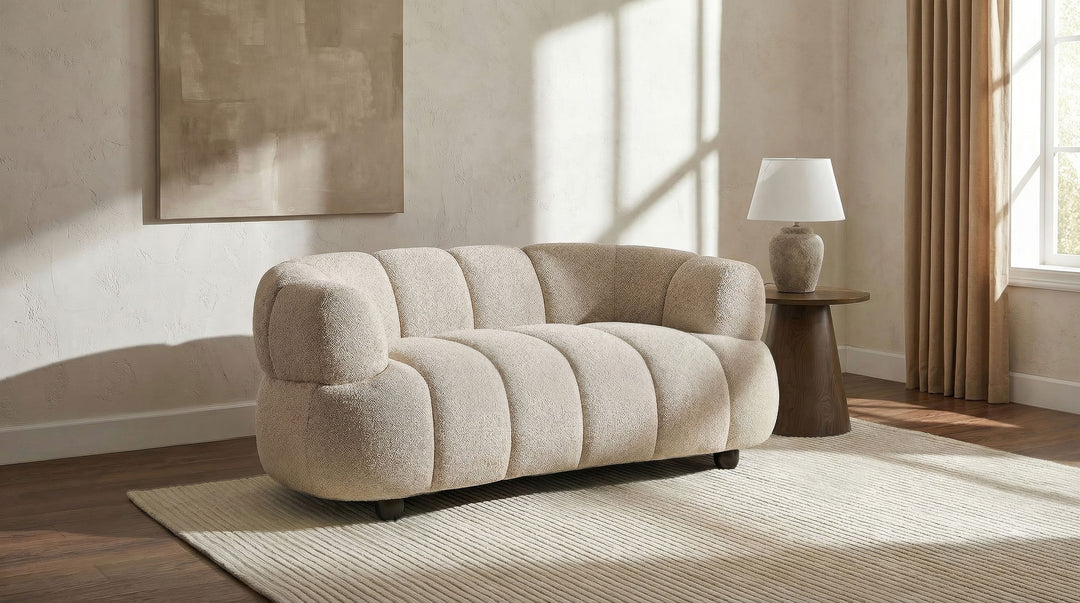 Whitney Contemporary Channel Tufted Woven Fabric Upholstered Loveseat - What&