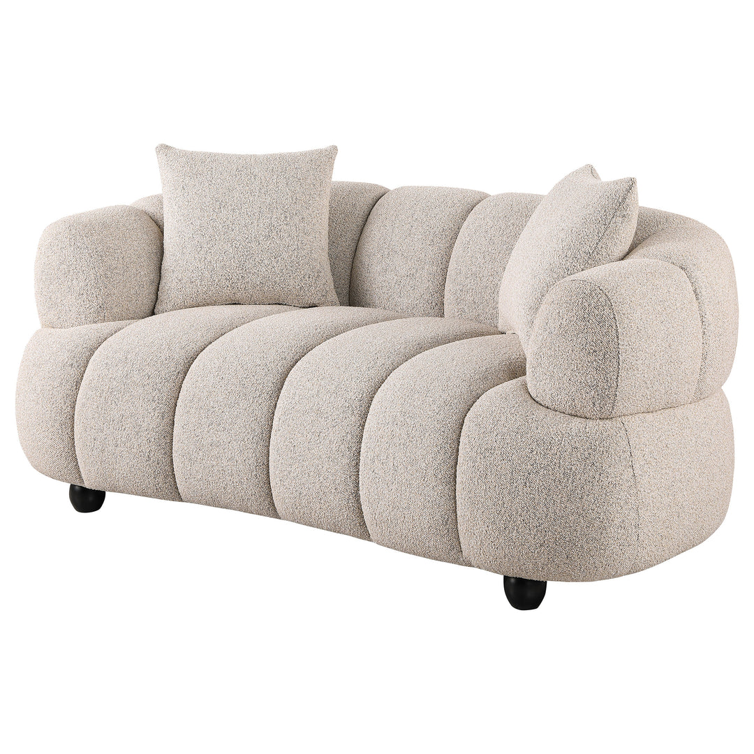 Whitney Contemporary Channel Tufted Woven Fabric Upholstered Loveseat - What&