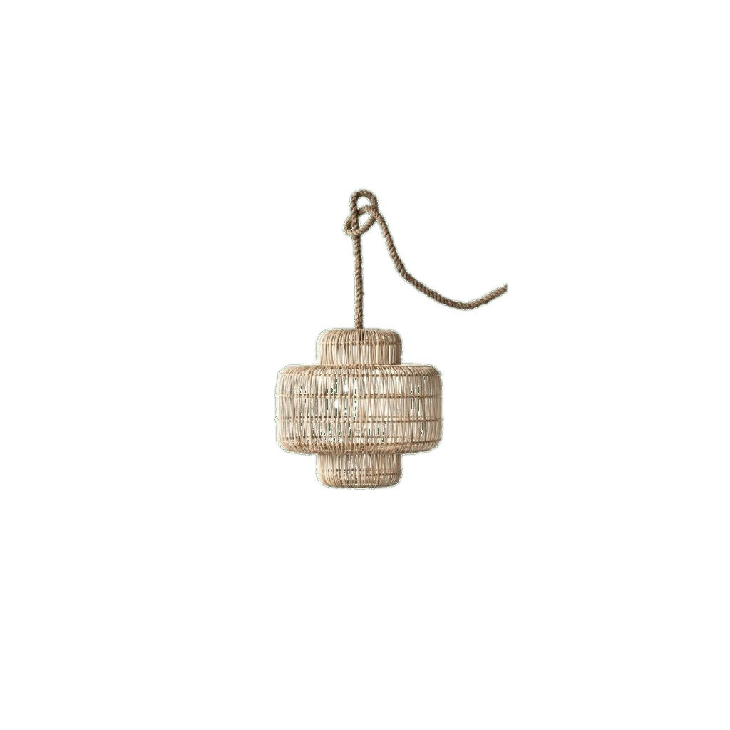 Wicker pendant lamp in natural rattan with jute rope cord - pendant lighting - Whats New Furniture Portland OR