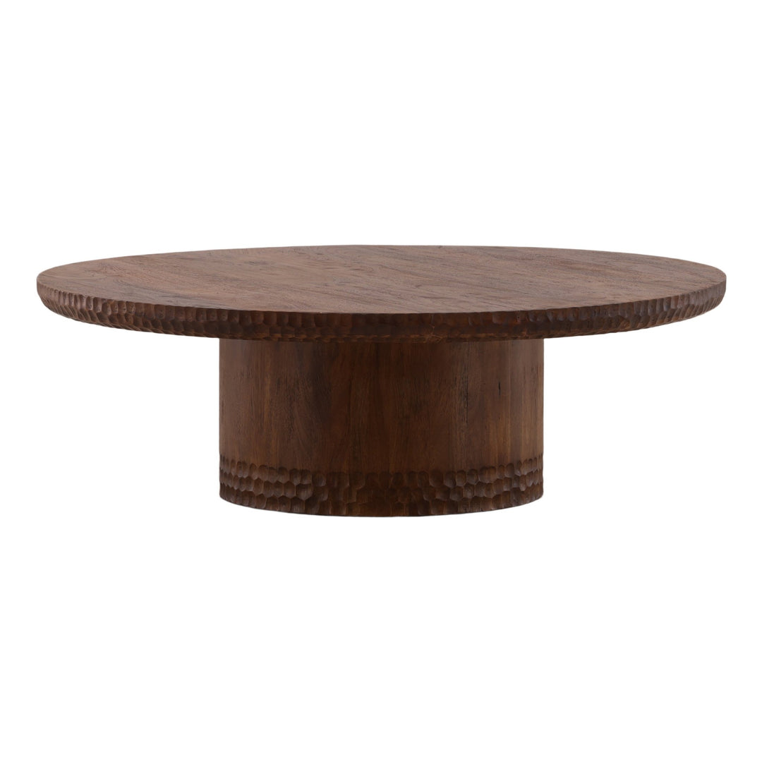 Wilber Coffee Table - Round in Brown - front three-quarter studio view - Coffee Table by Dovetail - Whats New Furniture Portland OR