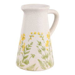 Wildflower Crackle-Glaze Pitcher Vase 10", Ivory angled view - vase by Sagebrook Home - Whats New Furniture Portland OR