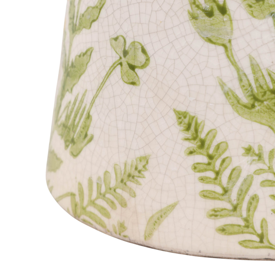 Wildflower Crackle-Glaze Pitcher Vase 10", Ivory crackle glaze close up - vase by Sagebrook Home - Whats New Furniture Portland OR