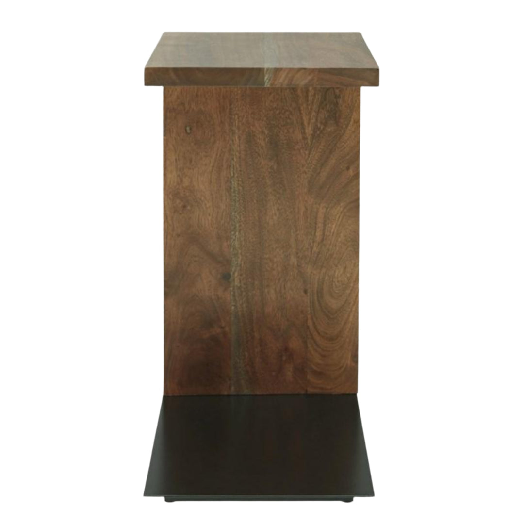 Wimshaw Accent Table in brown side angle - C-shaped accent table by Ashley - Whats New Furniture Portland OR