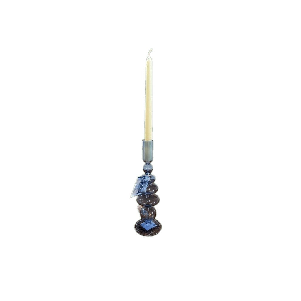 Wistaria blue glass taper candle holder by Greylyn Wayne - Whats New Furniture Portland OR