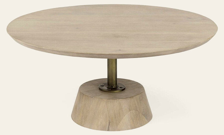 Maxwell Round Coffee Table in Light Brown - round coffee table - Whats New Furniture Portland OR