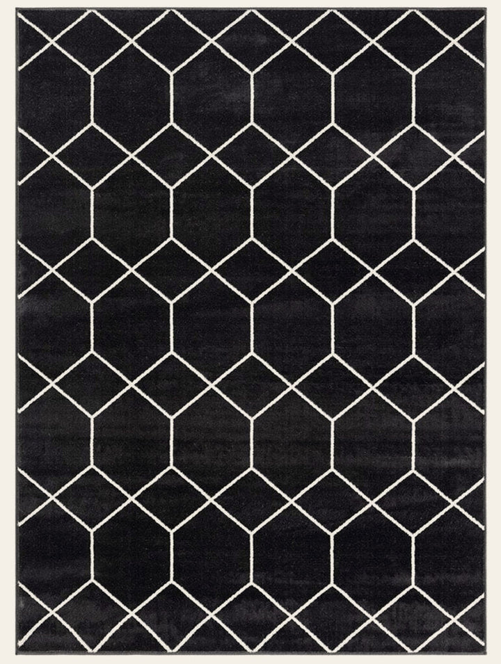 Averie Geometric Rug in Black/Cream - What's New Furniture Portland Oregon