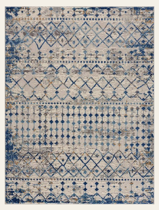 Morrocan Style Rug in Blue/Cream - Whats New Furniture - Portland, Oregon