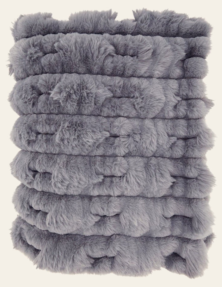 Grey Faux Rabbit Fur Throw - Whats New Furniture - Portland, Oregon