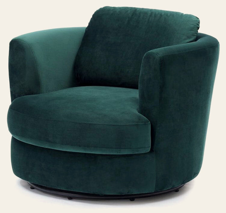 Suri Club Chair in Dark Green Velvet - swivel club chair by LH Imports - Whats New Furniture Portland OR