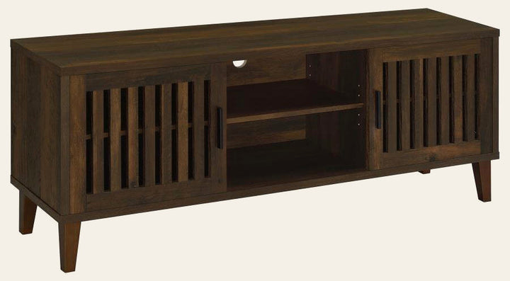 Sedona modern Media Stand in Dark Pine - dark pine media stand by Coaster - Whats New Furniture Portland OR