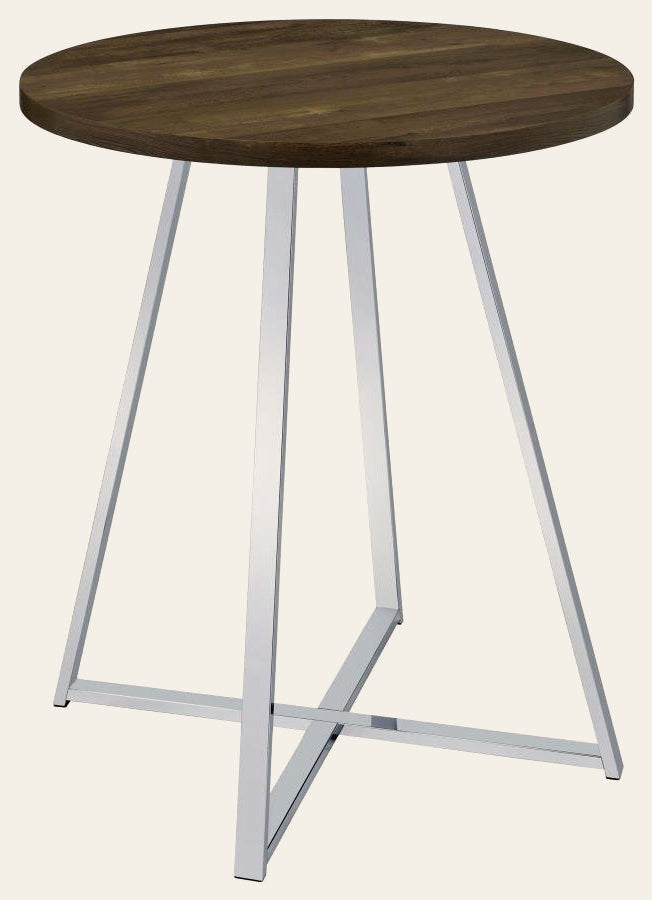 Berkhart Round Bistro Bar Table in Brown Oak - round bistro bar table by Coaster - Whats New Furniture Portland OR