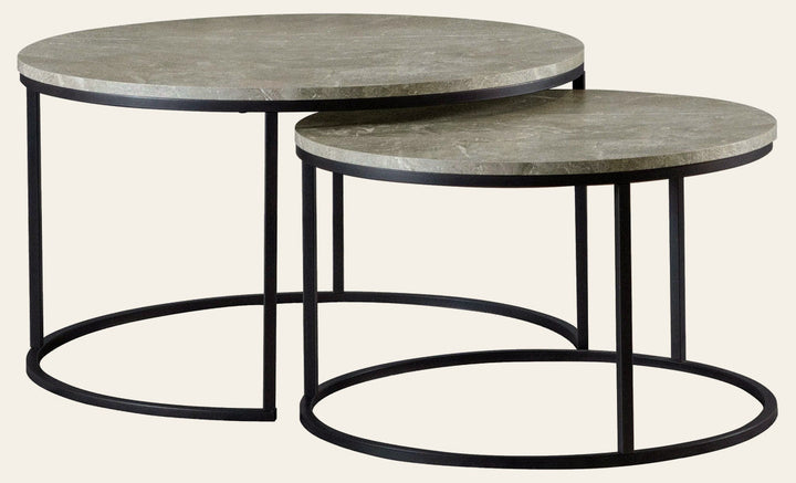 Lainey Nesting Coffee Table in Grey Faux Marble - round nesting coffee table set by Coaster - Whats New Furniture Portland OR