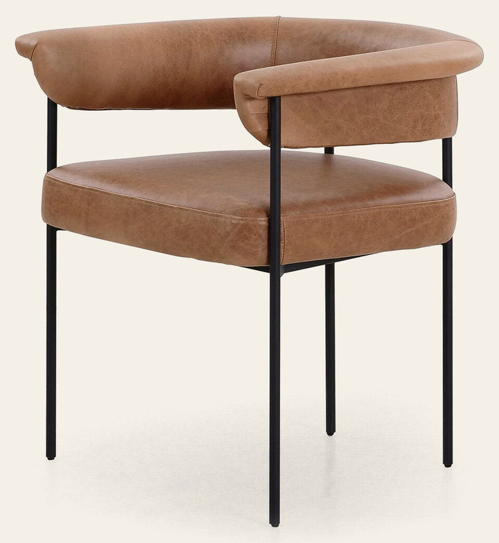 Carrie Dining Chair in Chaps Saddle - leather dining chair by Four Hands - Whats New Furniture Portland OR