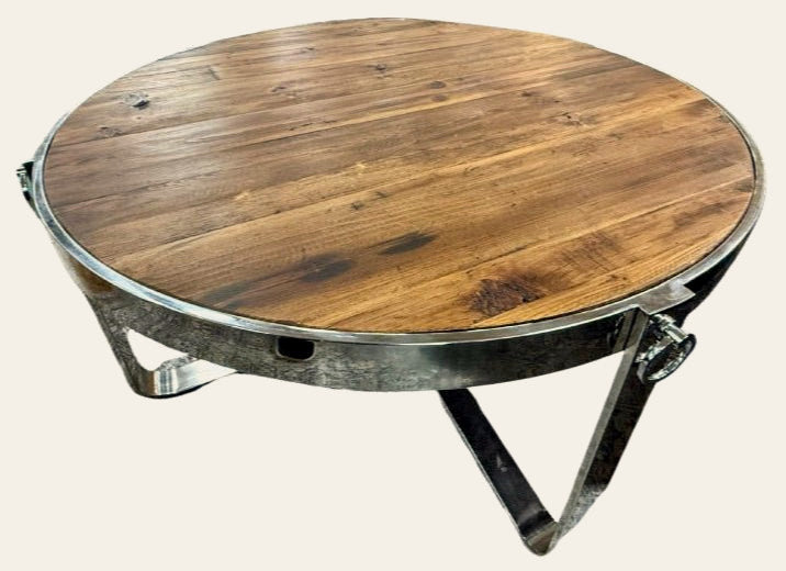 Round Reclaimed Coffee Table - Whats New Furniture - Portland, Oregon