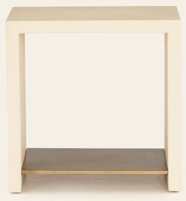 Hugo End Table in Parchment White - compact end table by Four Hands - Whats New Furniture Portland OR
