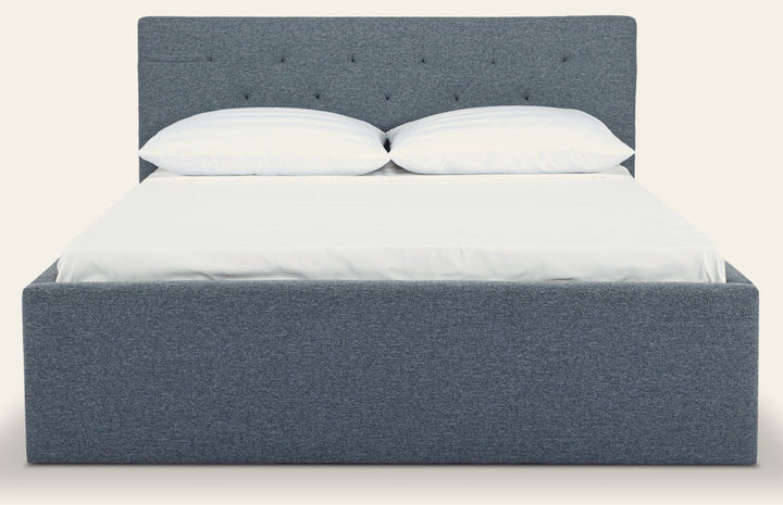 Broadway Queen Bed Frame in Agnes Beige - tufted upholstered queen bed private label - Whats New Furniture Portland OR