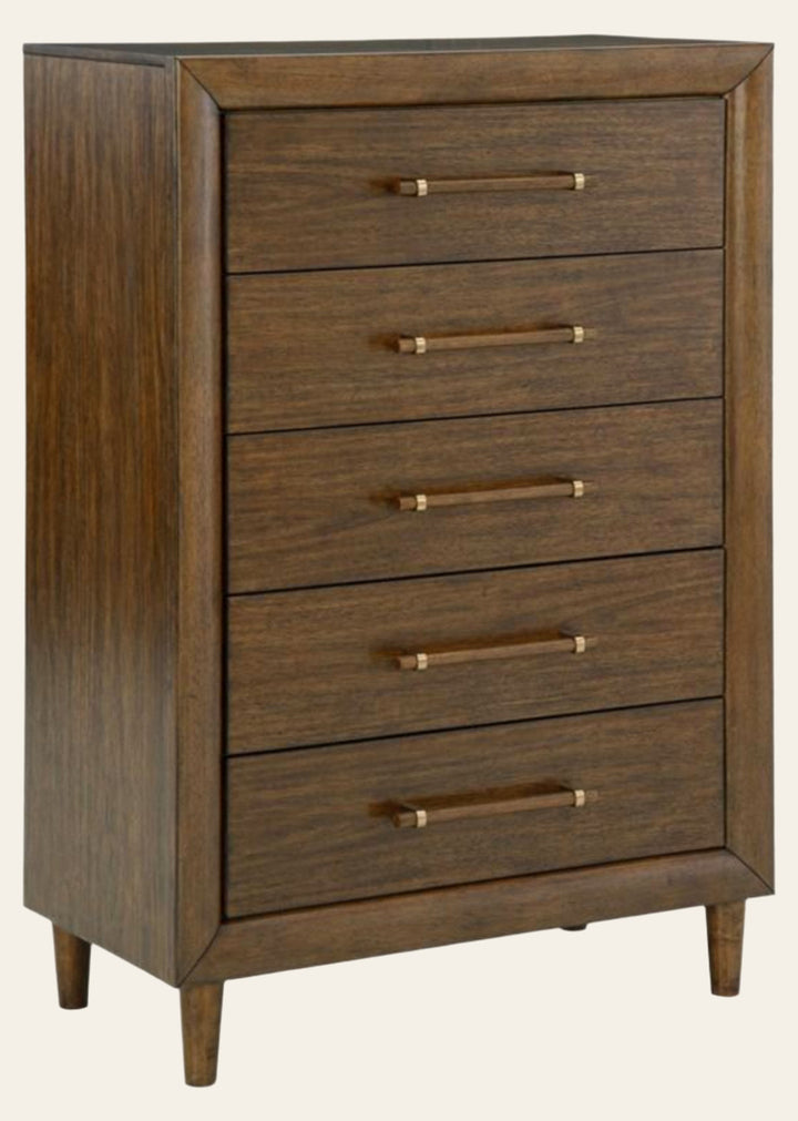 Lyncott 5 Drawer Chest of Drawers in Medium Brown - five drawer chest by Ashley - Whats New Furniture Portland OR