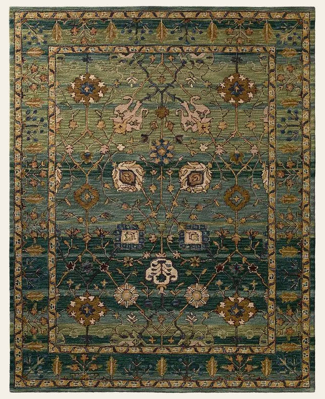 Cardamom Ahava Tufted Rug in green-tan-blue - hand-tufted wool rug by Jaipur Living - Whats New Furniture Portland OR