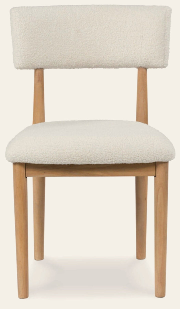 Sawdyn Dining Chair in White/Light Brown - upholstered dining chair by Ashley - Whats New Furniture Portland OR