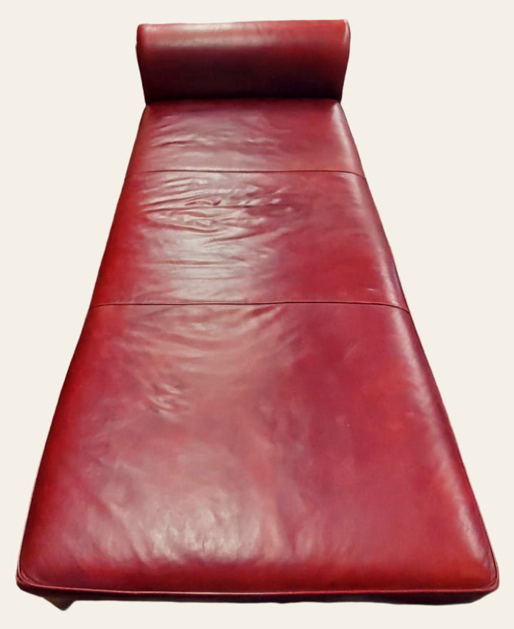 Sleek Contemporary Leather Chaise Lounge in Red Leather - leather chaise lounge - Whats New Furniture Portland OR