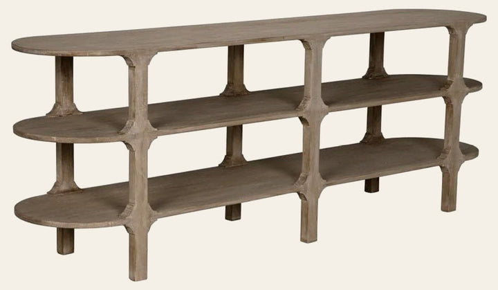 Anita Oval Console in Gray Wash - reclaimed wood console table - Whats New Furniture Portland OR