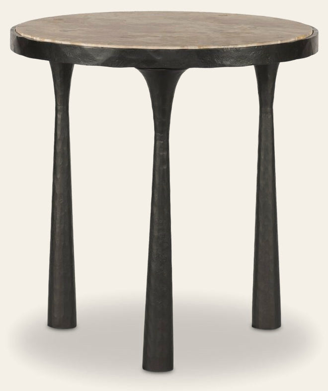 Billings End Table in Cast Iron Marble - marble end table by Amber Lewis x Four Hands - Whats New Furniture Portland OR