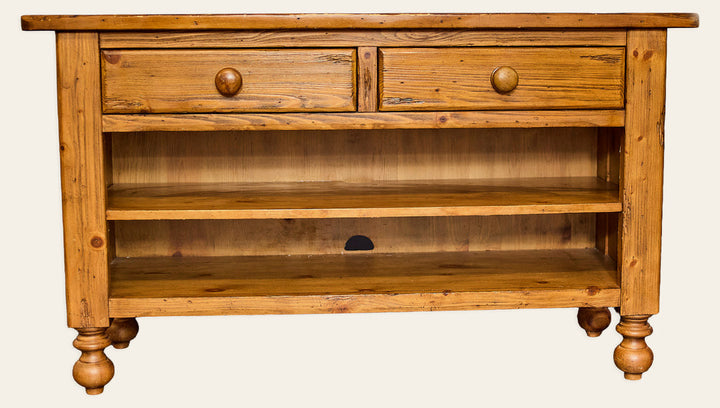 Rustic Pine Console Table with 2 Drawers - Whats New Furniture - Portland, Oregon