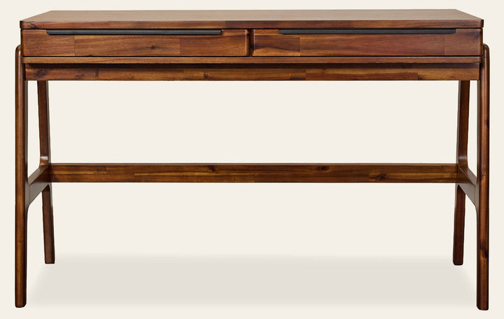 Remix Writing Desk in Estelle Brown - acacia mid-century writing desk - Whats New Furniture Portland OR