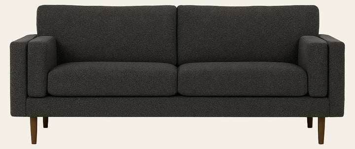Stanton Timber Sofa in Lux Midnight heathered charcoal-navy tweed front view - Oregon-made - Whats New Furniture Portland OR