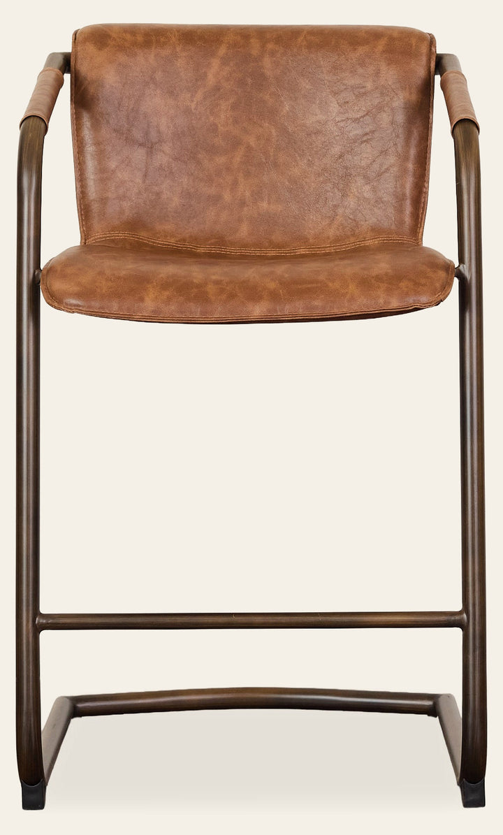 Indy Leather Counter Stool in Antique Cigar Brown/Rubbed Gold - studio - NPD - Whats New Furniture Portland OR