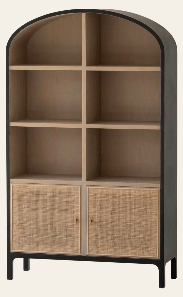 Pietro Tall Cabinet in Black Brushed Natural - rattan door tall cabinet by LH Imports - Whats New Furniture Portland OR